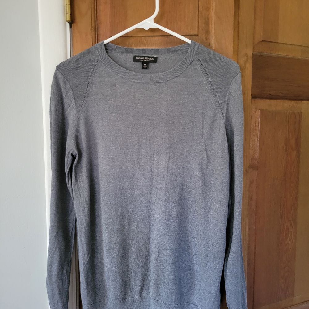 Women's Banana Republic Gray Sweater Silk And Cotton Blend Medium